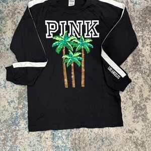 PINK Victoria's Secret Black Long Sleeve Shirt with Palm Trees